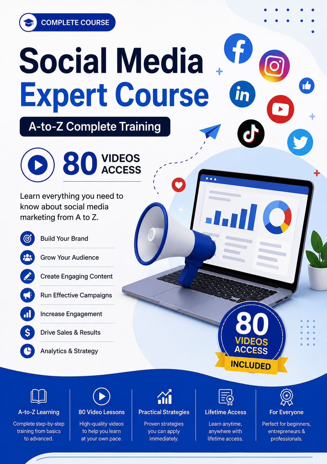 eBook: Social Media Expert Course: A-to-Z Complete Training (PDF file & 80 videos Access)