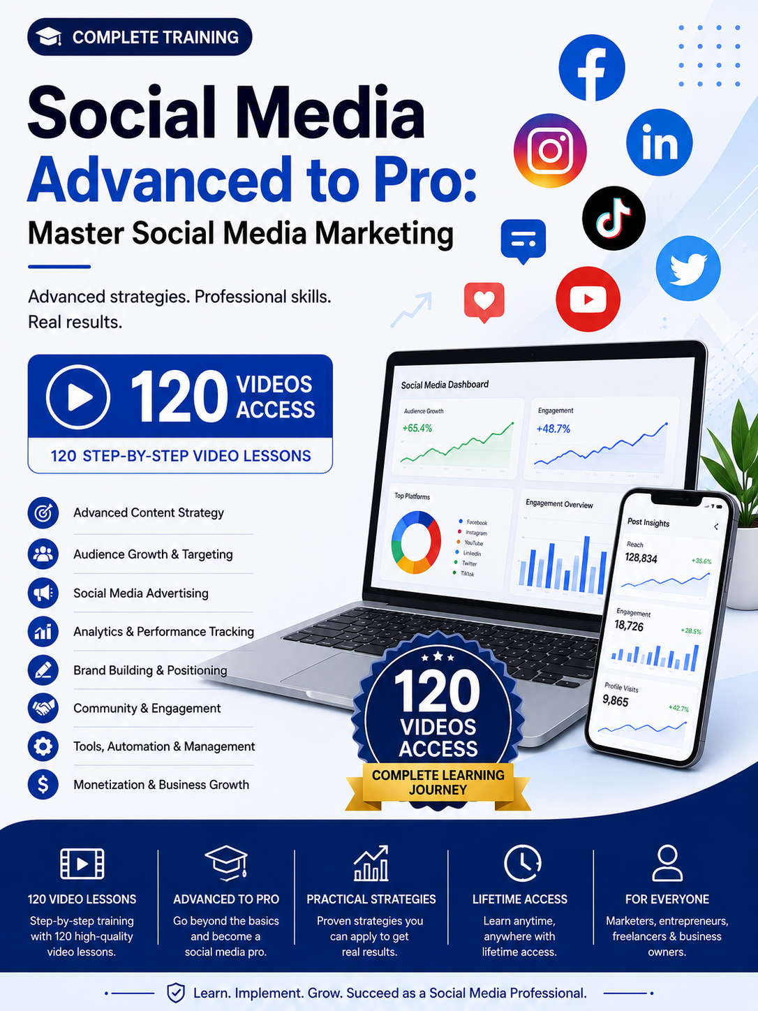 eBook:Social Media Advanced to Pro: Master Social Media Marketing (PDF File + 120 Videos Access)